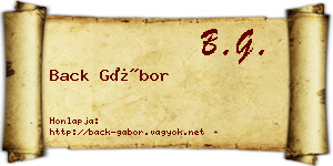 Back Gábor névjegykártya