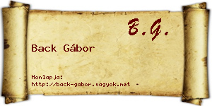 Back Gábor névjegykártya